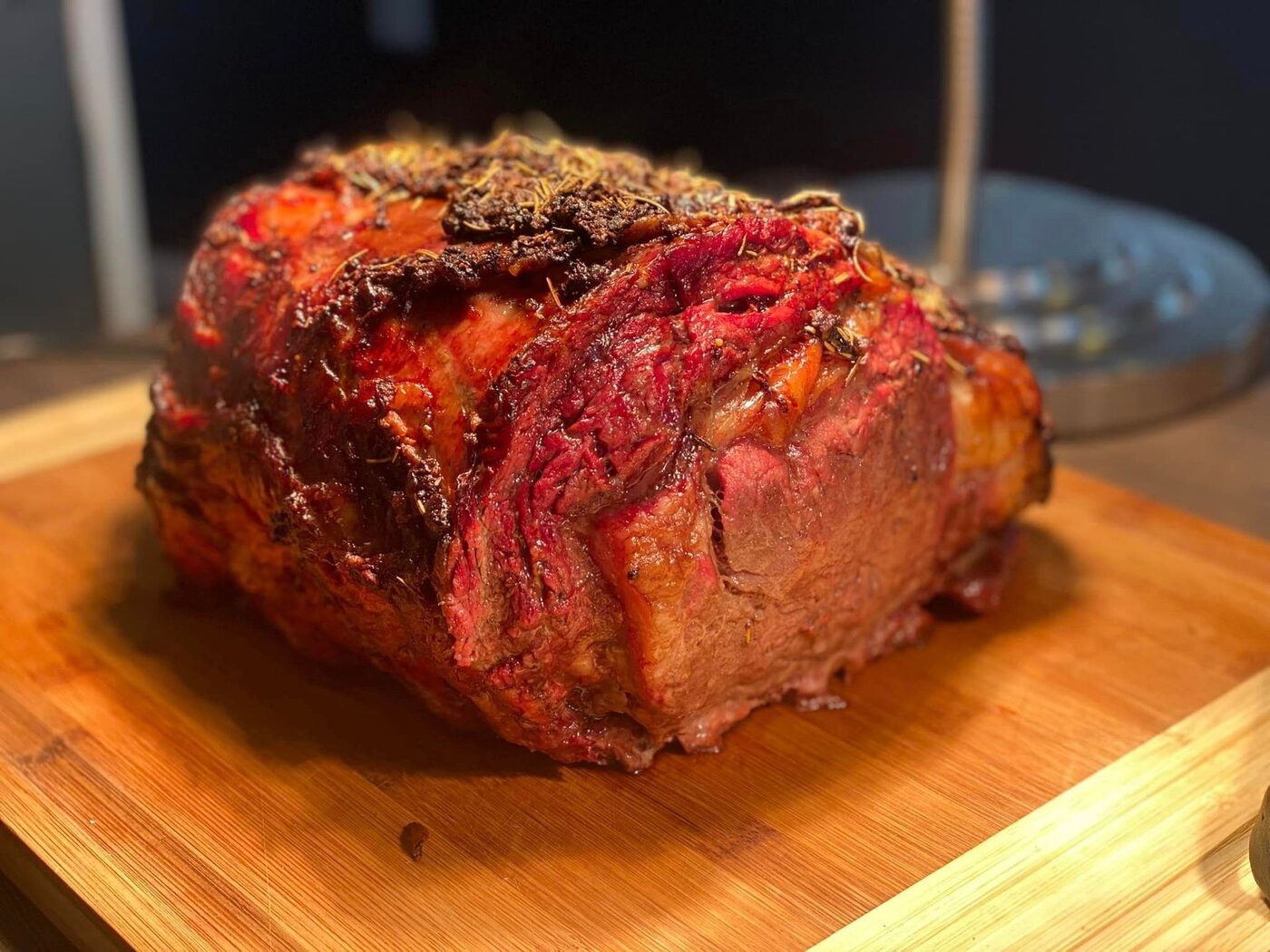 A carved roast for a catered spread